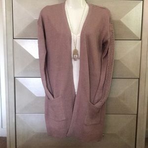 Mauve long sweater cardigan